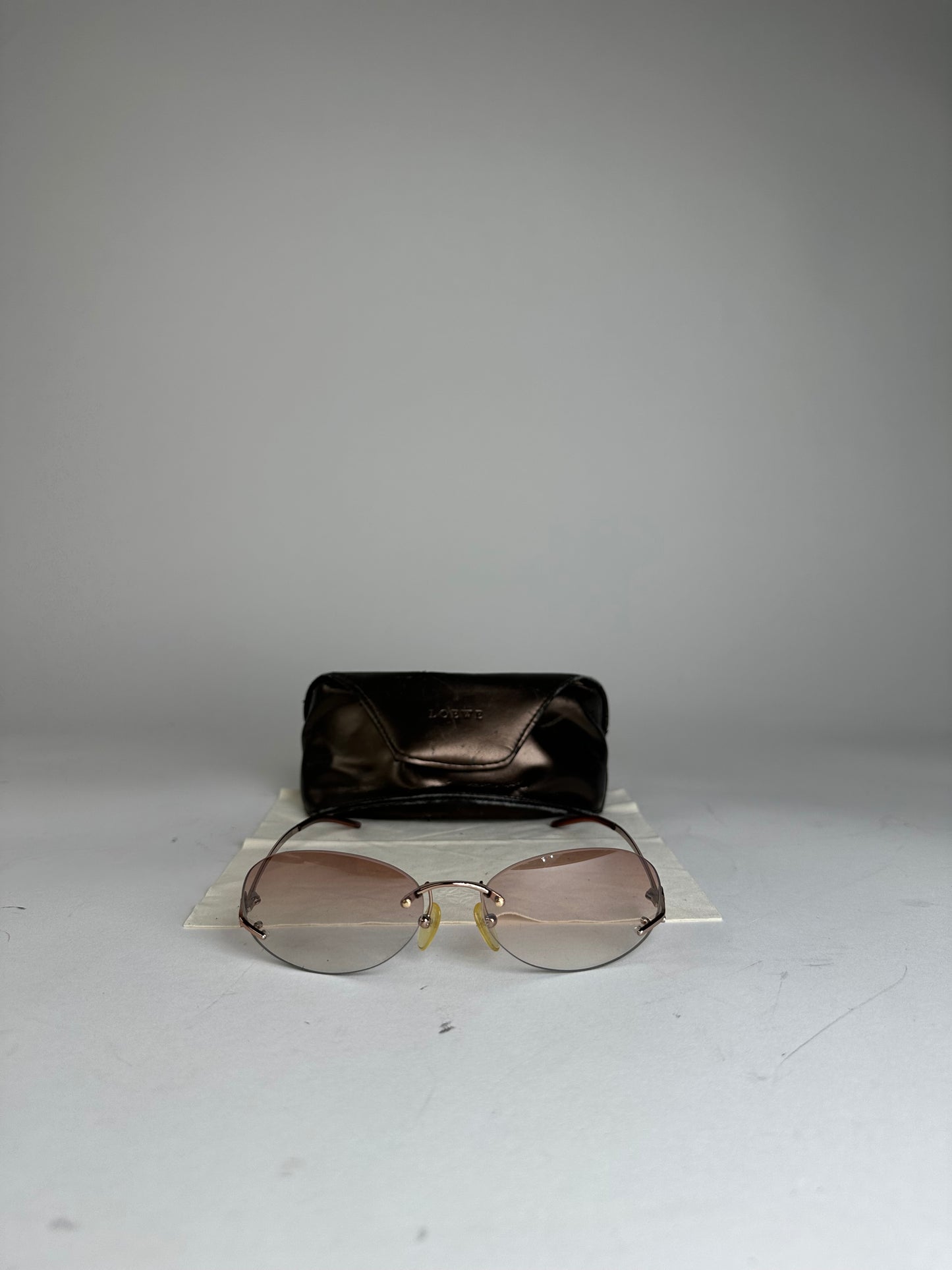 Vintage Loewe Madrid Rimless Sunglasses Purple Silver