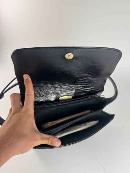 Sac vintage Givenchy en laine et cuir monogramme noir marron