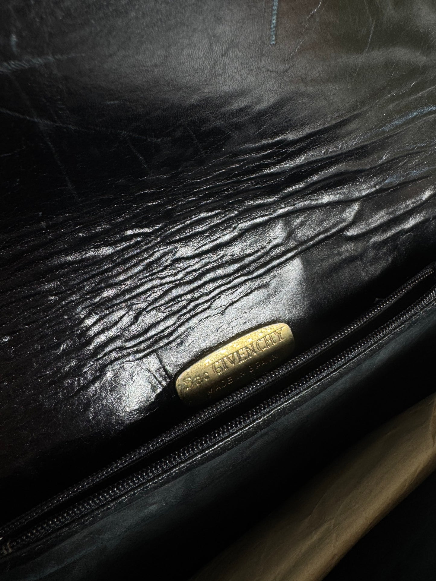 Sac vintage Givenchy en laine et cuir monogramme noir marron