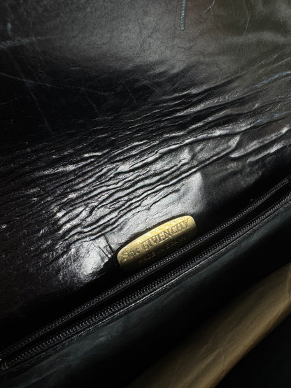 Sac vintage Givenchy en laine et cuir monogramme noir marron