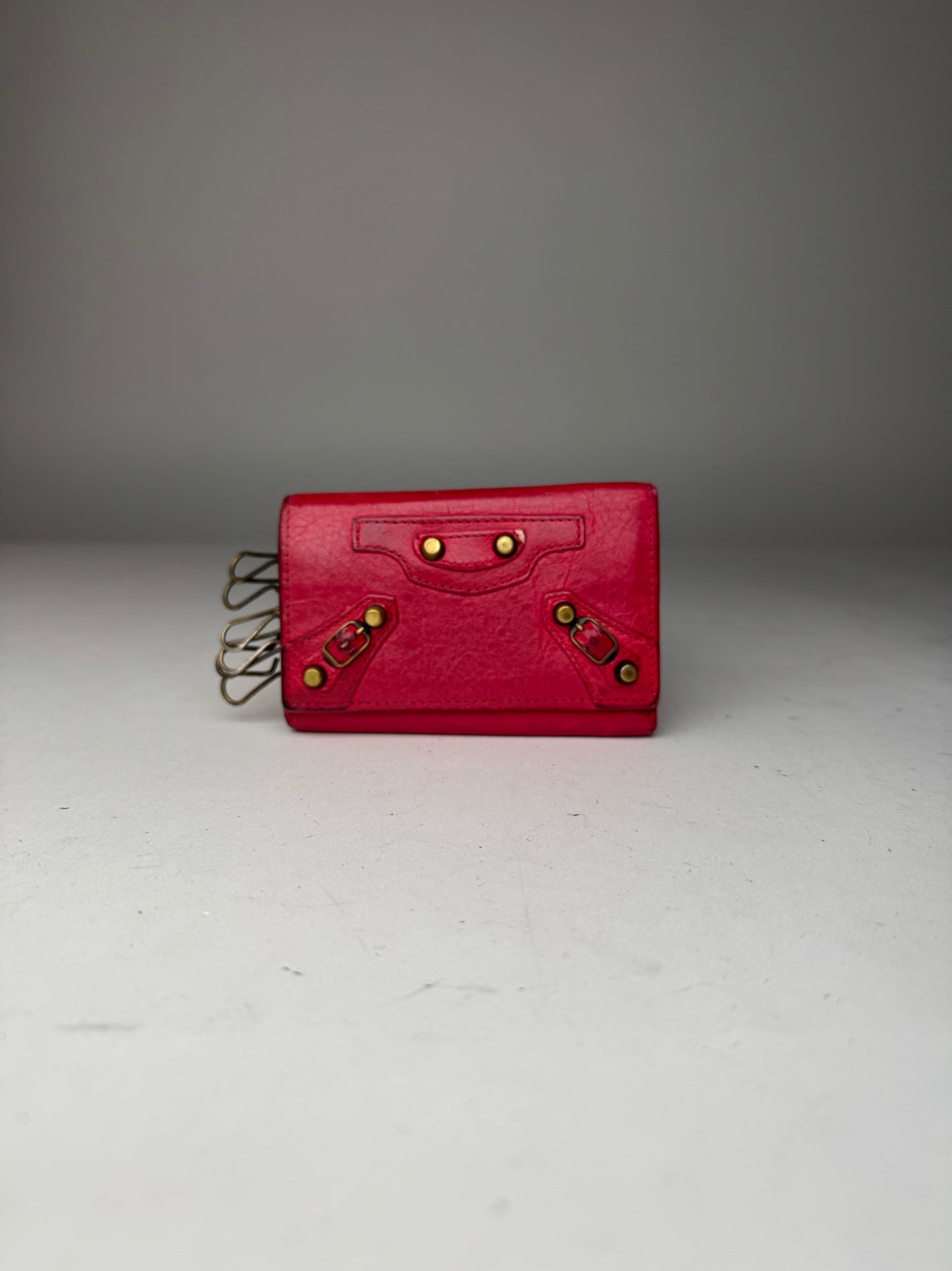 Vintage Balenciaga City Leather Key Holder red