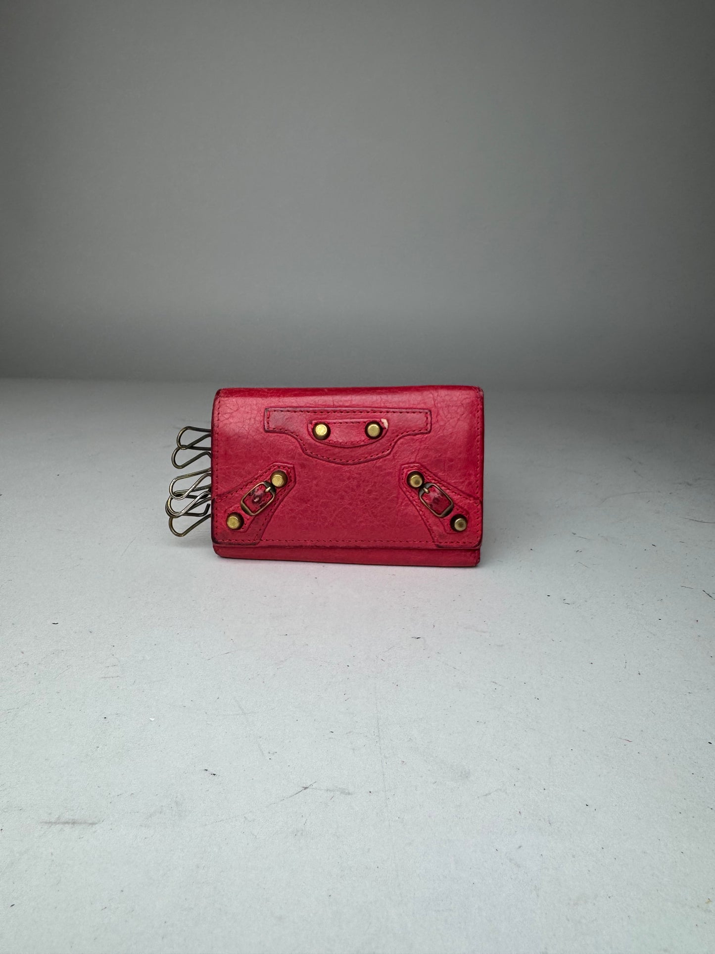 Vintage Balenciaga City Leather Key Holder red