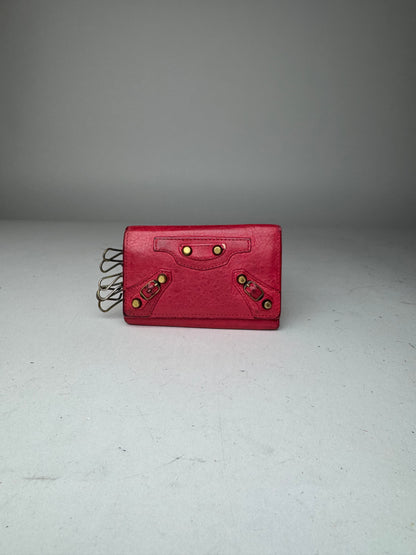 Vintage Balenciaga City Leather Key Holder red