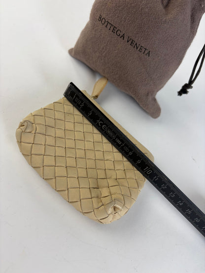 Vintage Bottega Veneta Intrecciato Woven Leather Pouch Cream