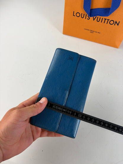 Vintage Louis Vuitton Epi Leather Wallet Cobalt Blue Gold