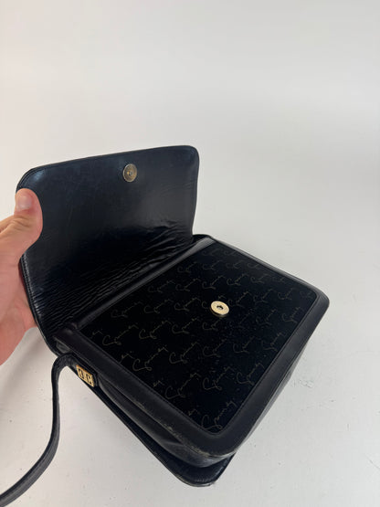 Sac vintage Givenchy en laine et cuir monogramme noir marron