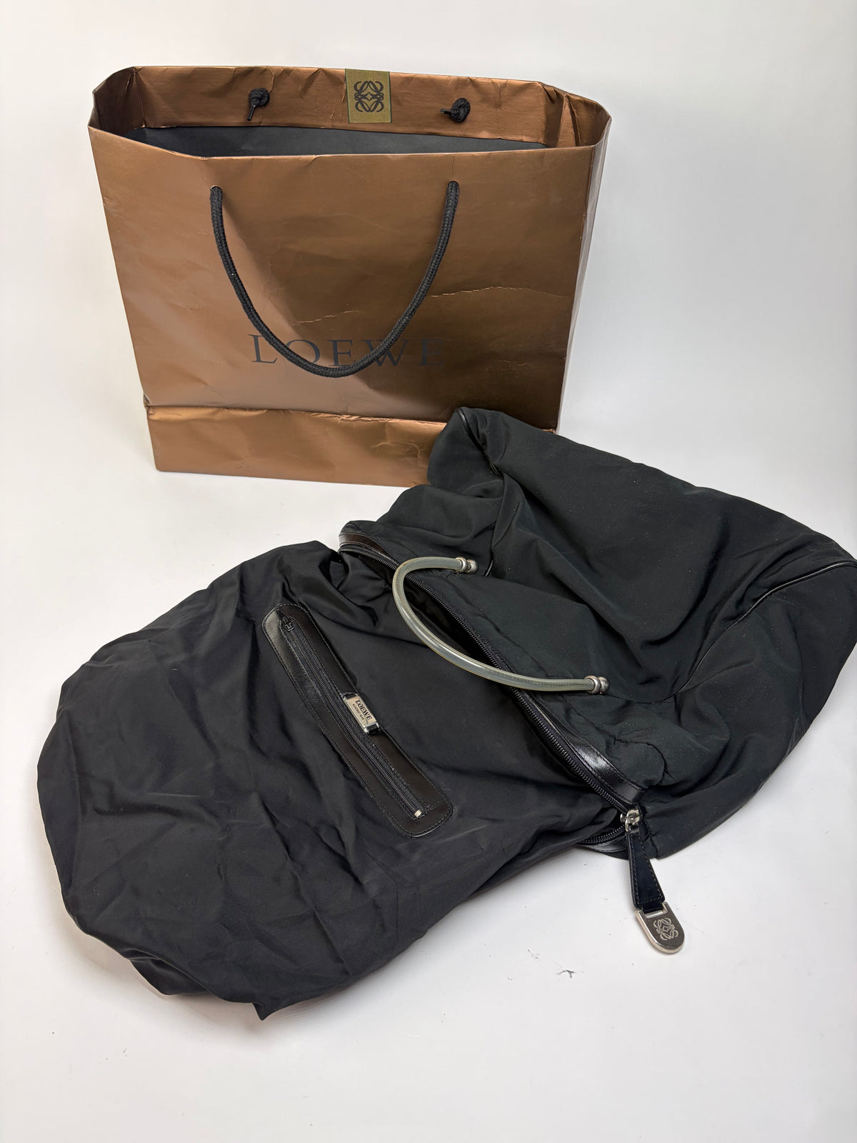 Vintage Loewe Structured Top-Handle Bag Early 2000s Black