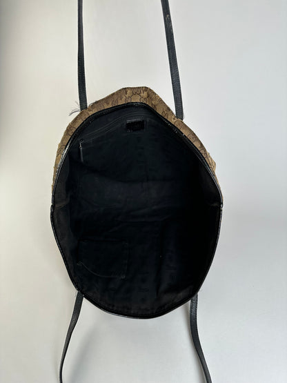 Vintage Gucci GG Supreme Tote Bag Beige Brown Black Hardware