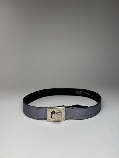 Vintage Gianni Versace Leather Belt silver sparkles