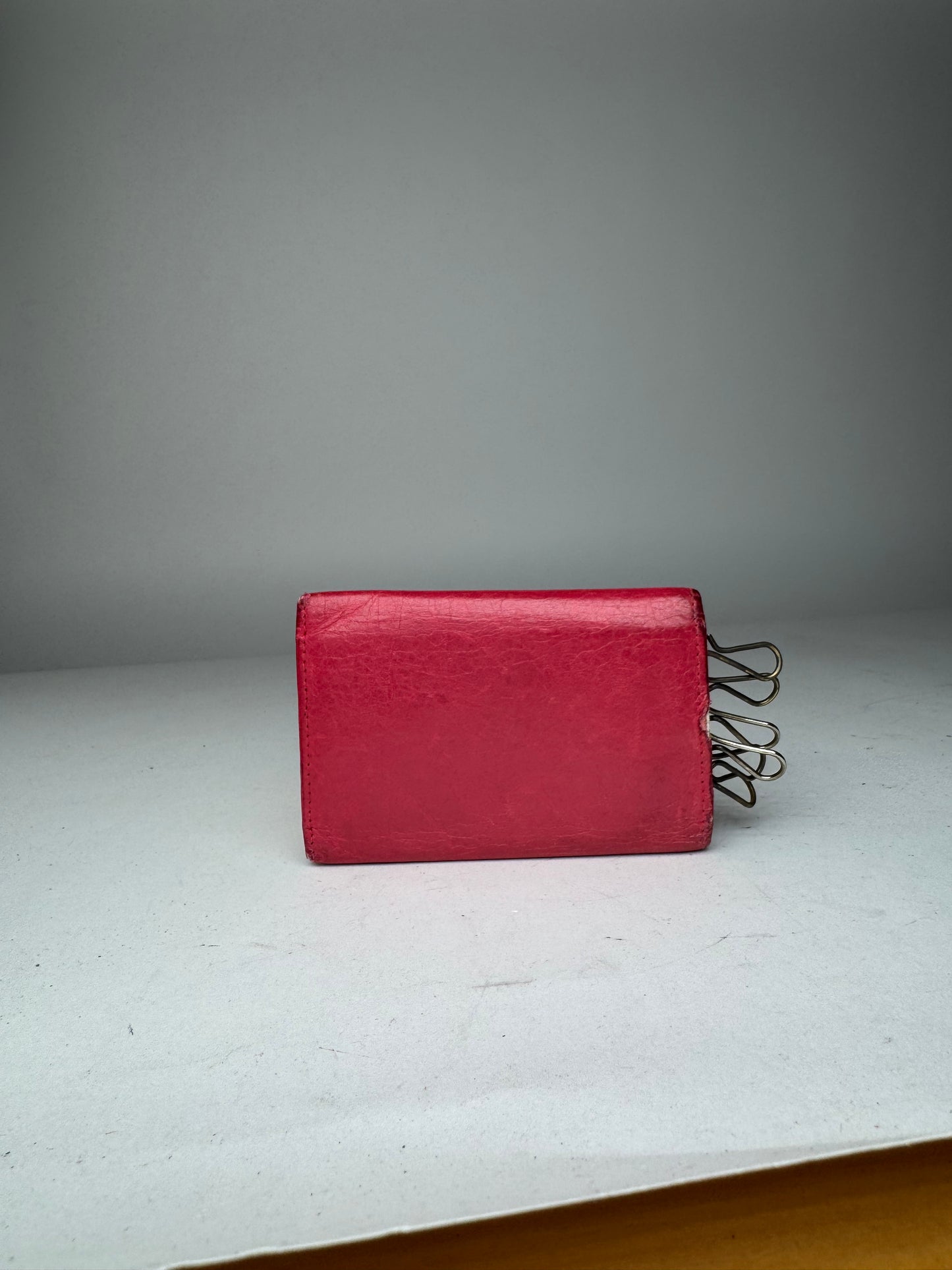 Vintage Balenciaga City Leather Key Holder red