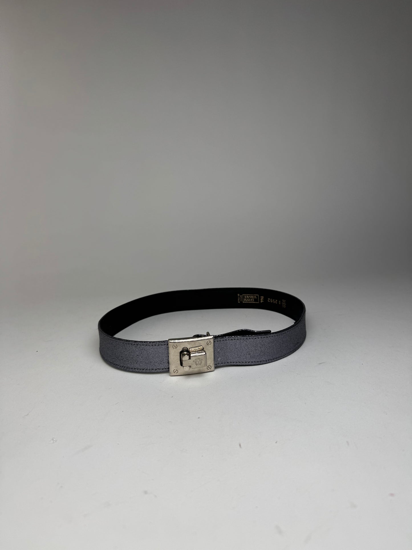 Vintage Gianni Versace Leather Belt silver sparkles