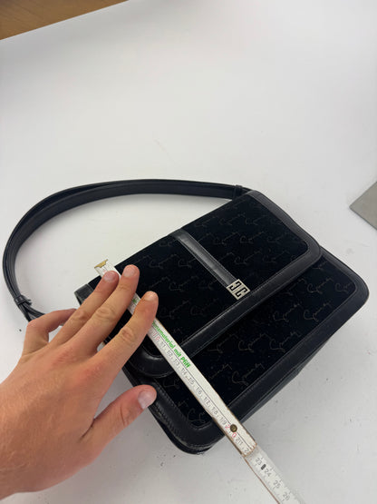 Sac vintage Givenchy en laine et cuir monogramme noir marron