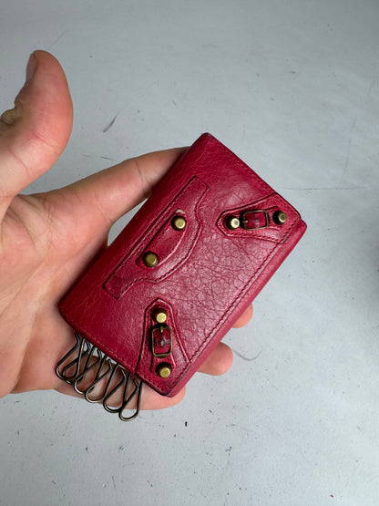 Vintage Balenciaga City Leather Key Holder red