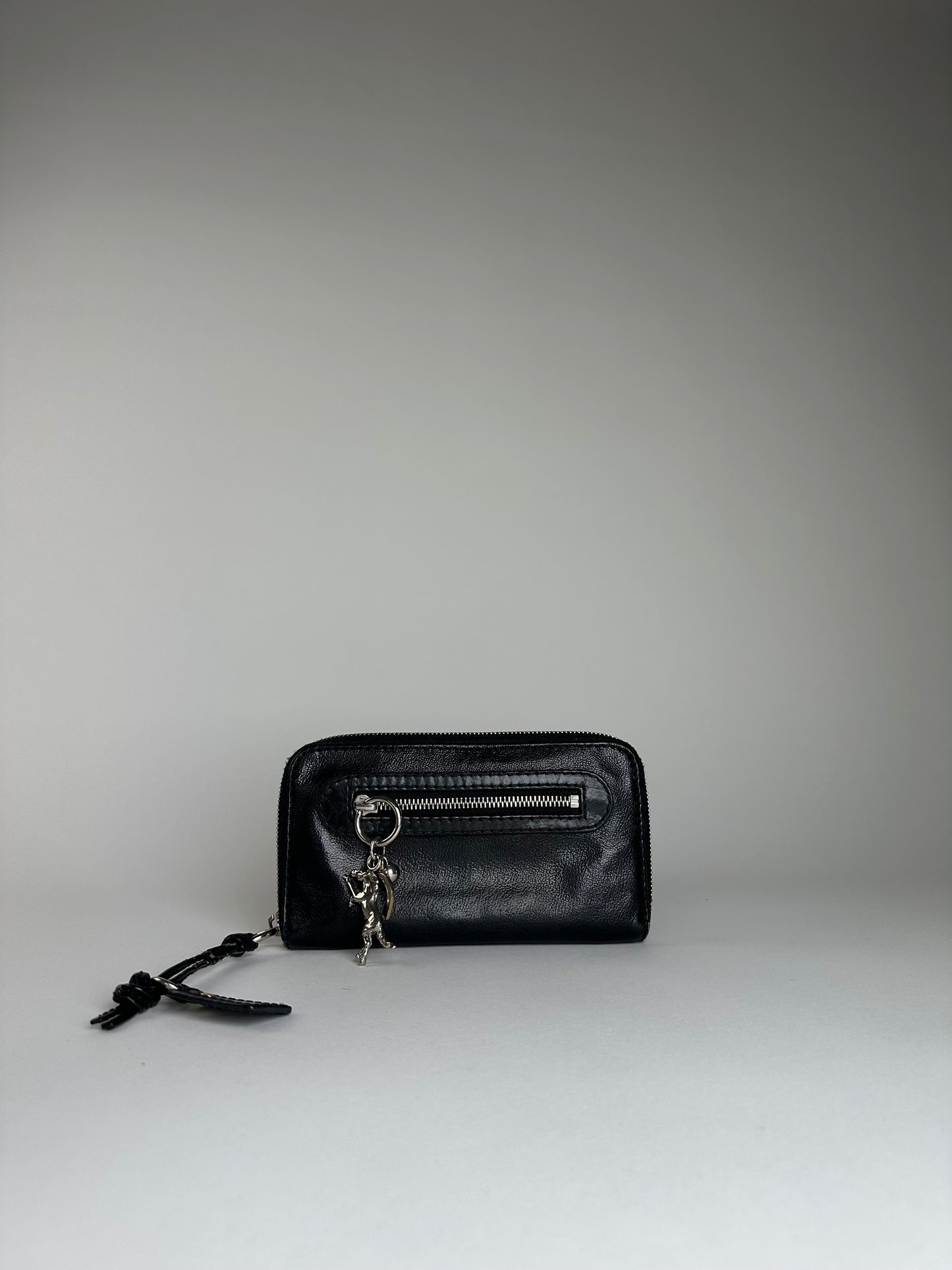 Vintage Chloe Grained Leather Wallet Black Silver