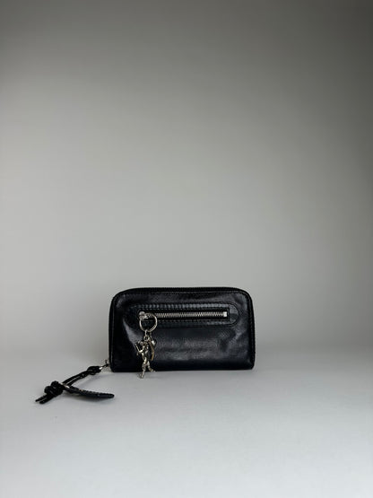 Vintage Chloe Grained Leather Wallet Black Silver