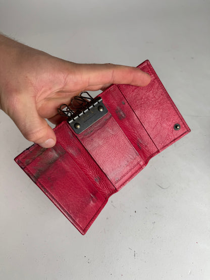 Vintage Balenciaga City Leather Key Holder red