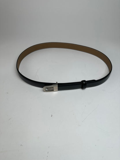 Vintage Lanvin Snake Emblossed Leather Belt Black