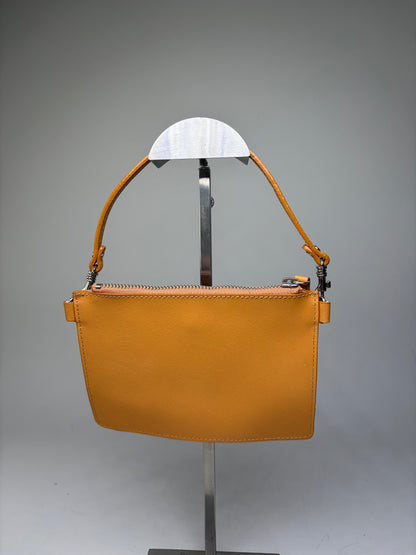 Vintage Courreges Smooth Leather Clutch Bag Orange Silver