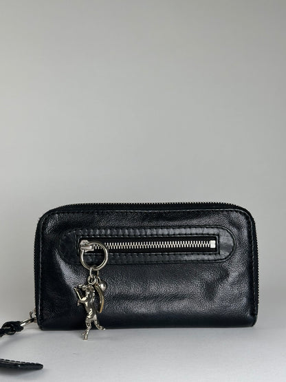 Vintage Chloe Grained Leather Wallet Black Silver