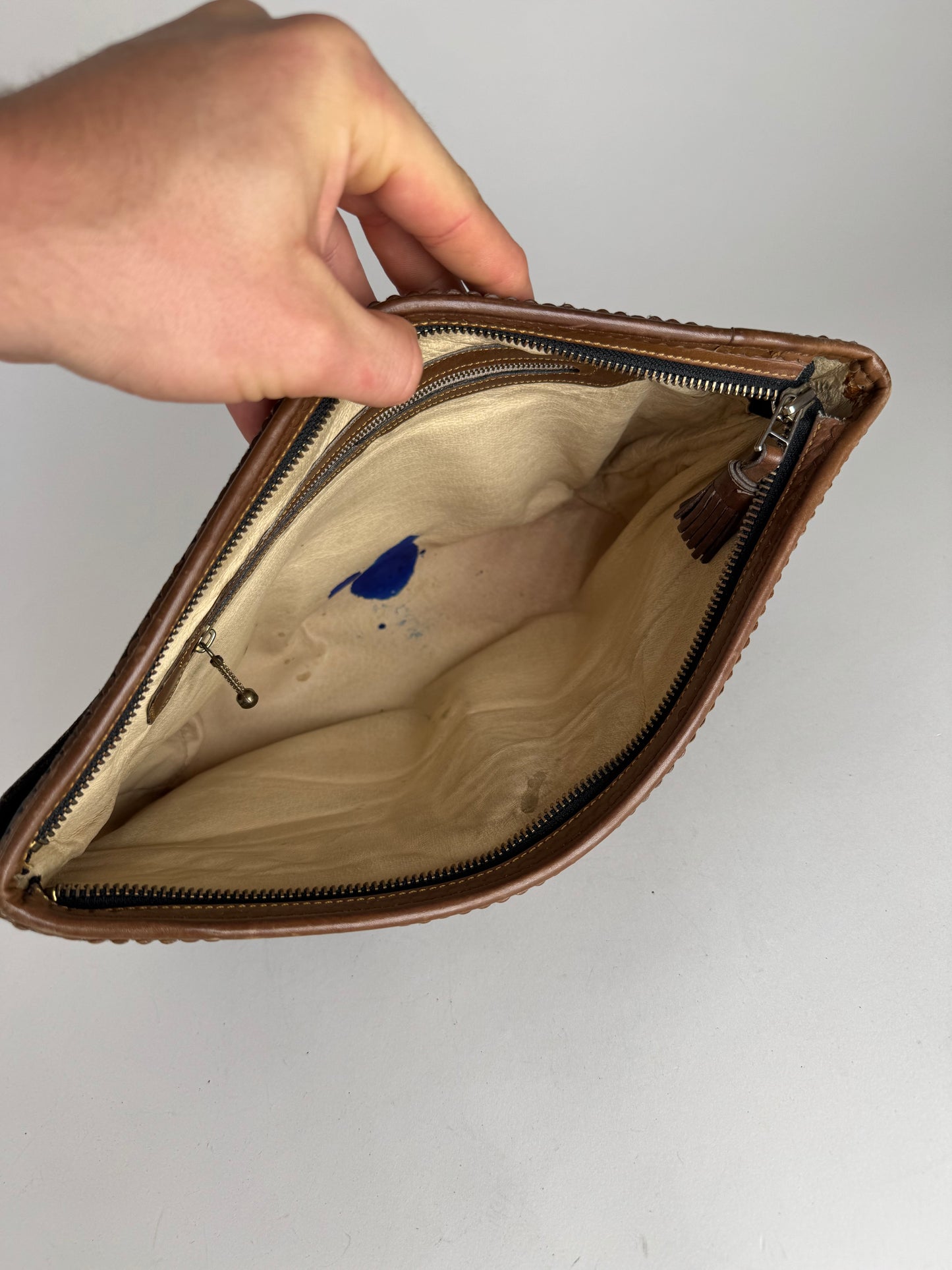 Vintage Loewe Madrid Suede Leather Clutch black brown