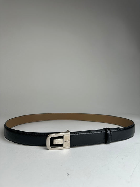 Vintage Lanvin Snake Emblossed Leather Belt Black