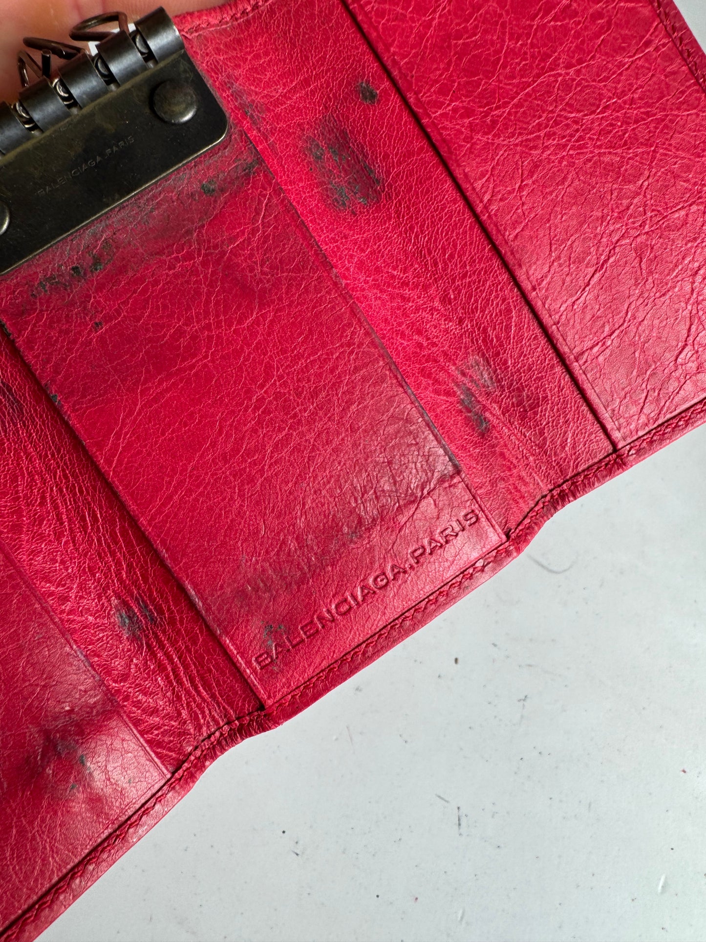 Vintage Balenciaga City Leather Key Holder red