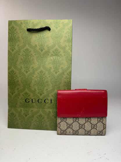 Vintage Gucci Ophidia Monogram leather wallet gray red