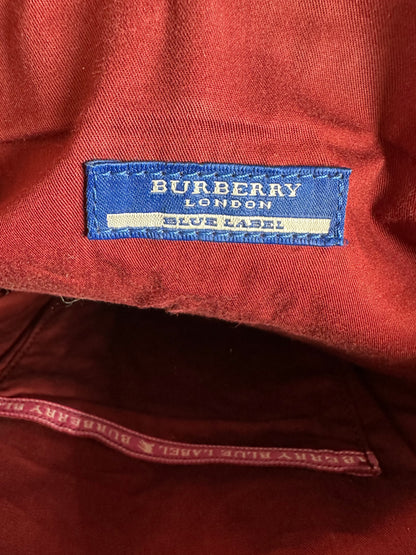 Vintage Burberry Patent Leather Shoulder Bag Red Silver