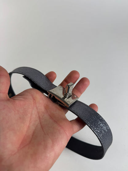 Vintage Gianni Versace Leather Belt silver sparkles