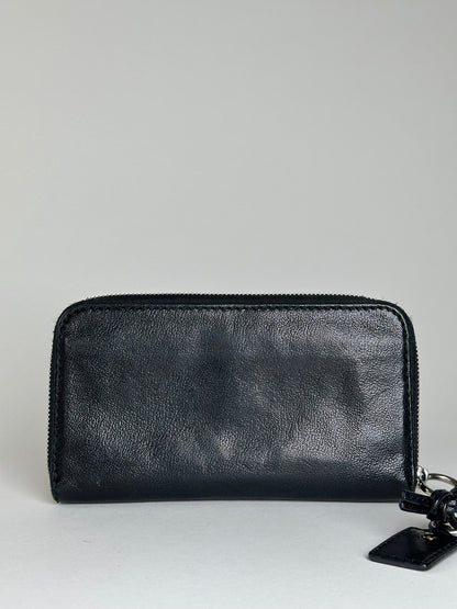 Vintage Chloe Grained Leather Wallet Black Silver