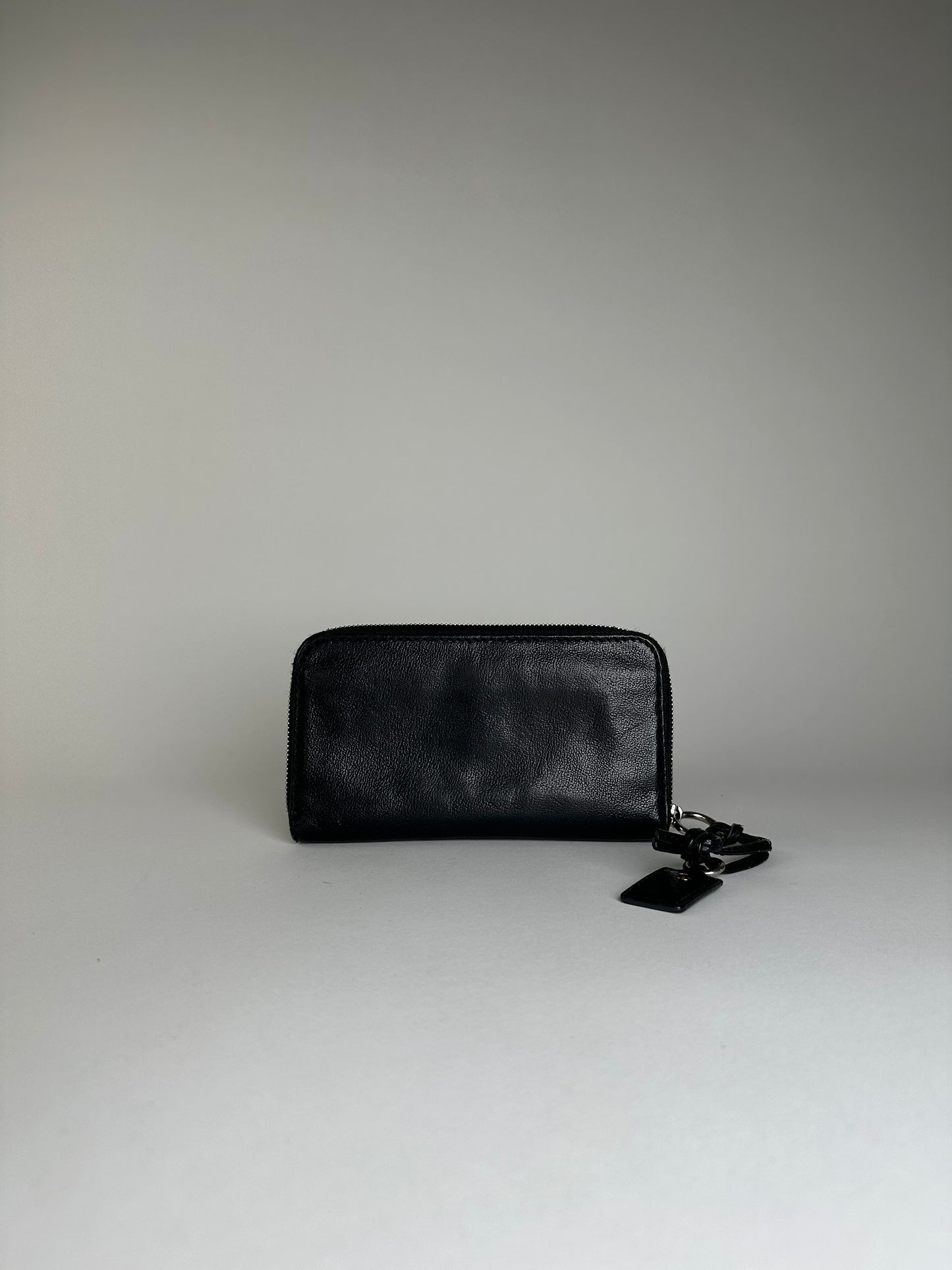 Vintage Chloe Grained Leather Wallet Black Silver