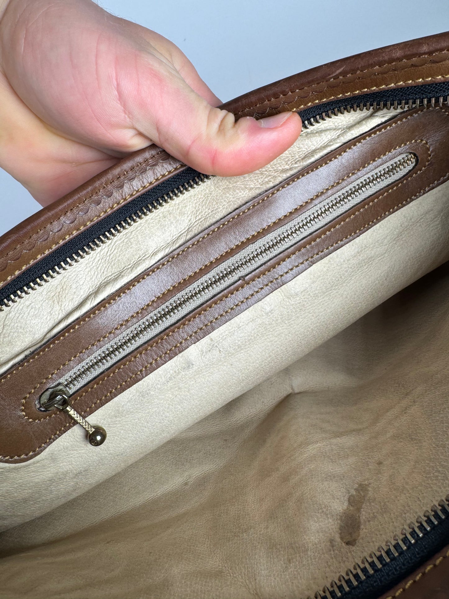 Vintage Loewe Madrid Suede Leather Clutch black brown