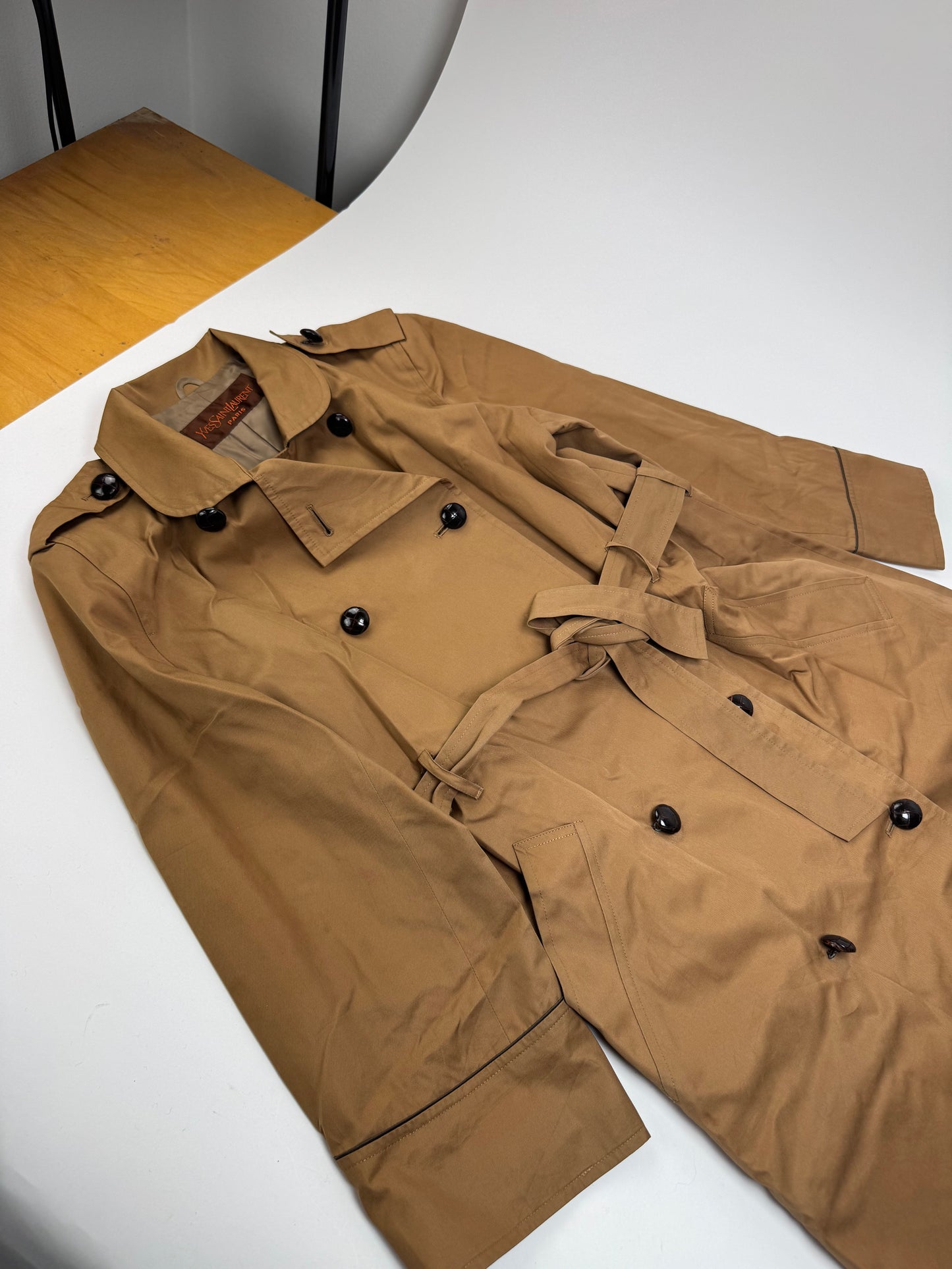 Vintage Yves Sain Laurent Camel Canvas Trenchcoat 40/L