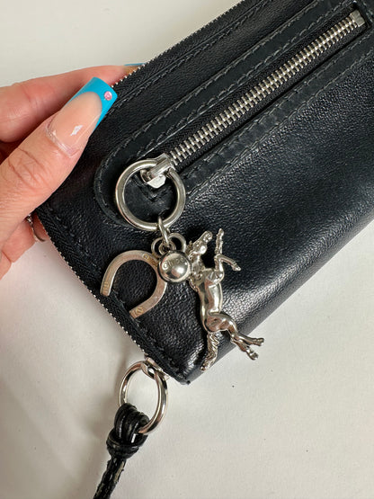 Vintage Chloe Grained Leather Wallet Black Silver