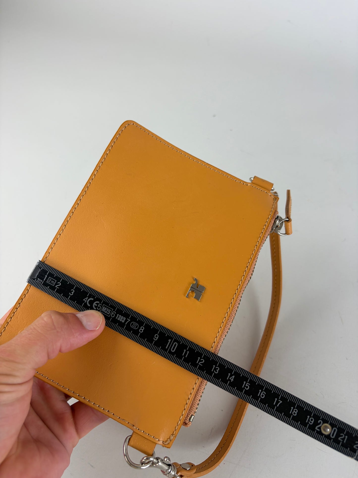 Vintage Courreges Smooth Leather Clutch Bag Orange Silver