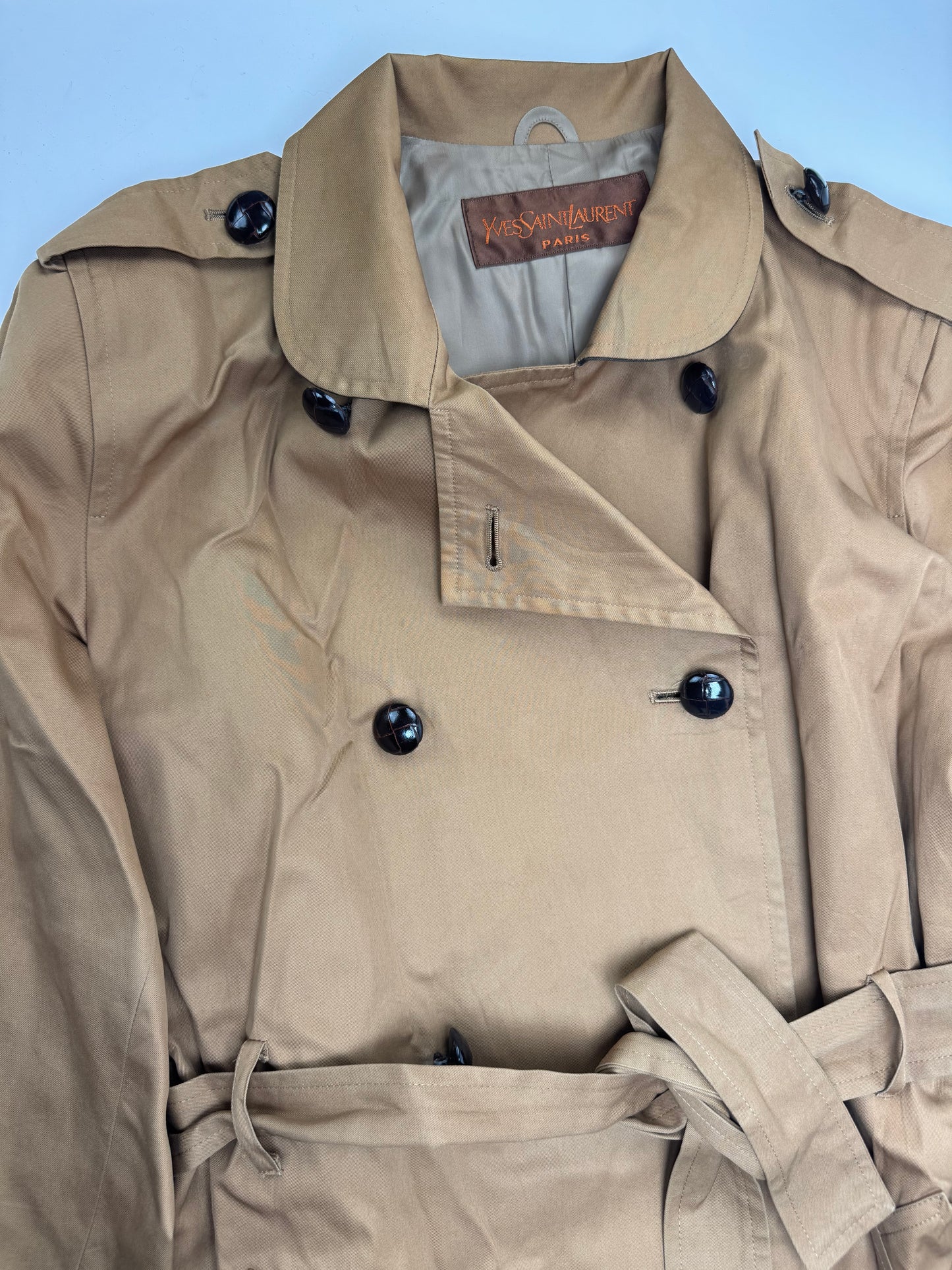 Vintage Yves Sain Laurent Camel Canvas Trenchcoat 40/L