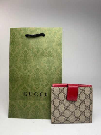 Vintage Gucci Ophidia Monogram leather wallet gray red