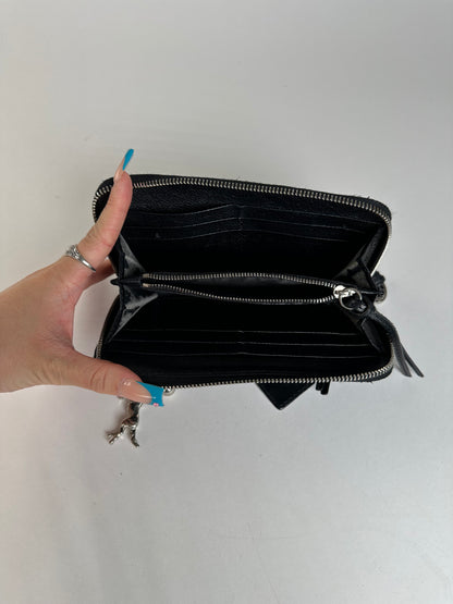 Vintage Chloe Grained Leather Wallet Black Silver