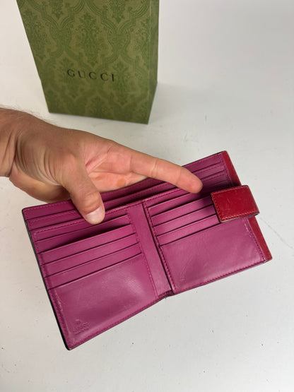 Vintage Gucci Ophidia Monogram leather wallet gray red