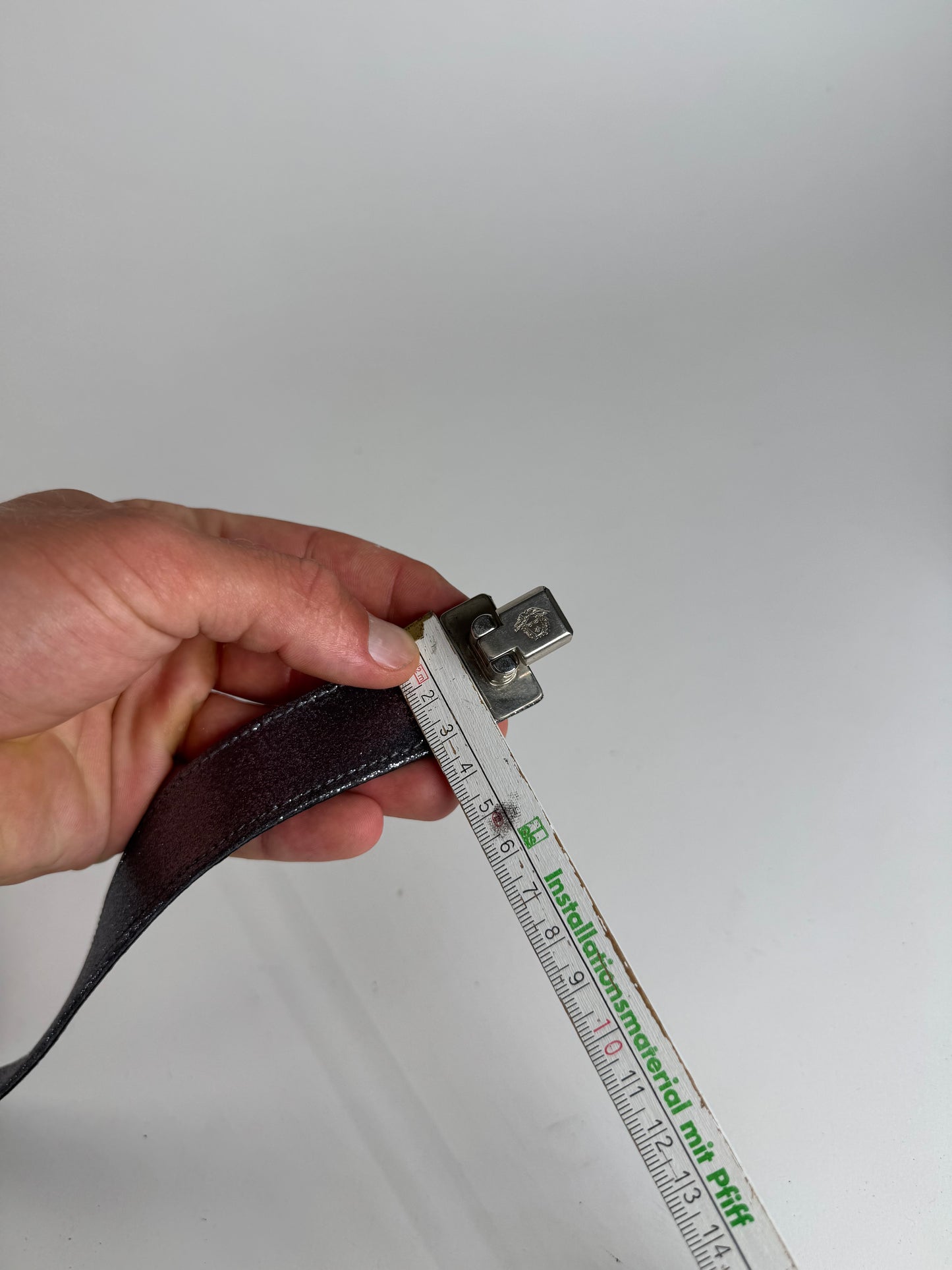 Vintage Gianni Versace Leather Belt silver sparkles