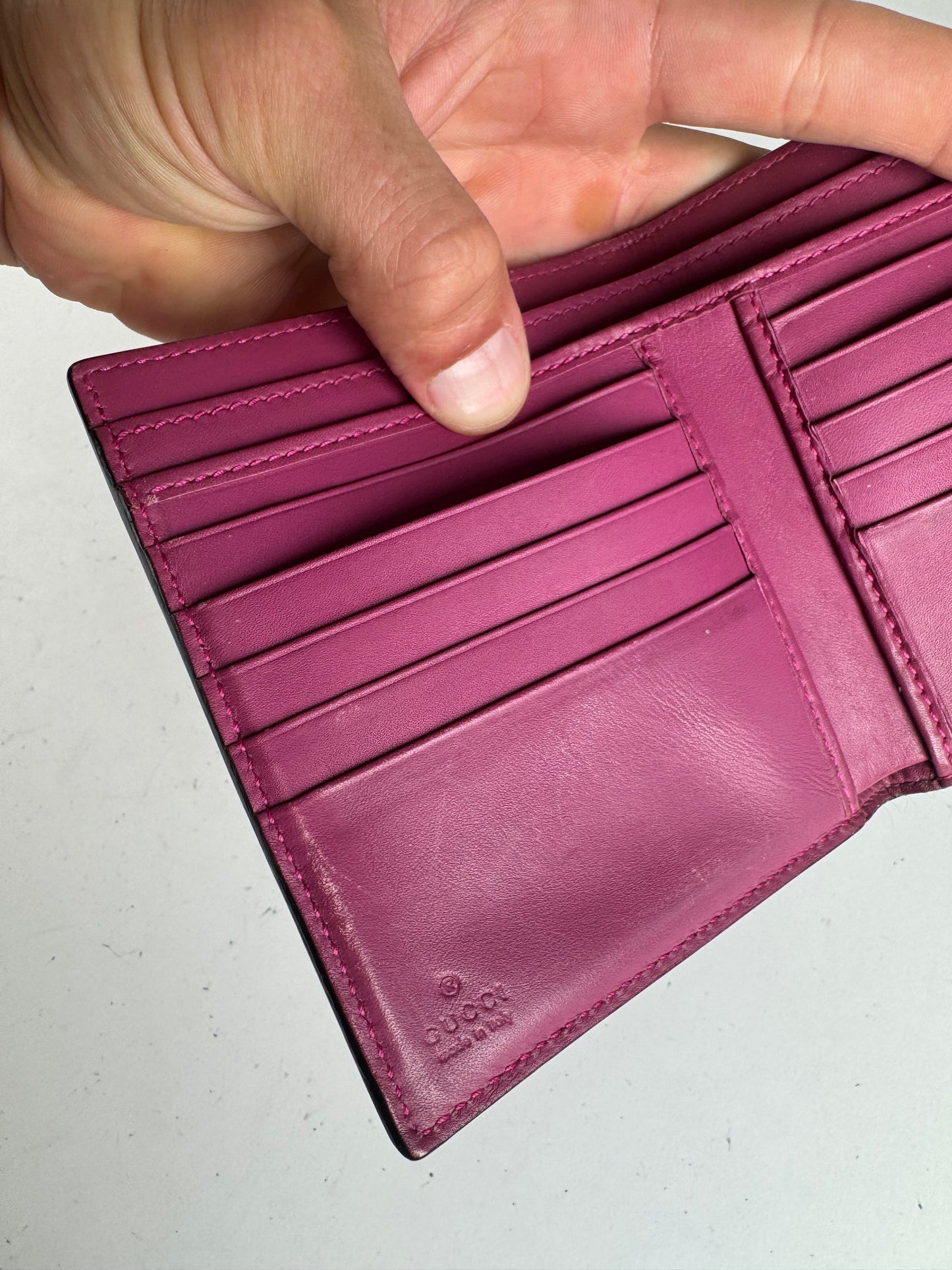 Vintage Gucci Ophidia Monogram leather wallet gray red