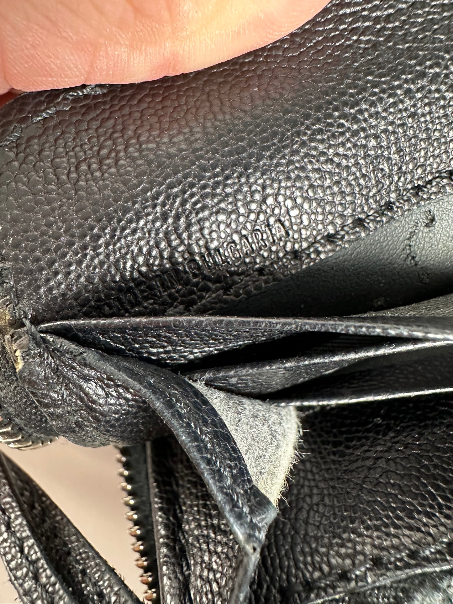 Vintage Chloe Grained Leather Wallet Black Silver