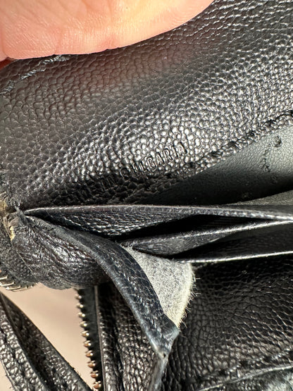 Vintage Chloe Grained Leather Wallet Black Silver