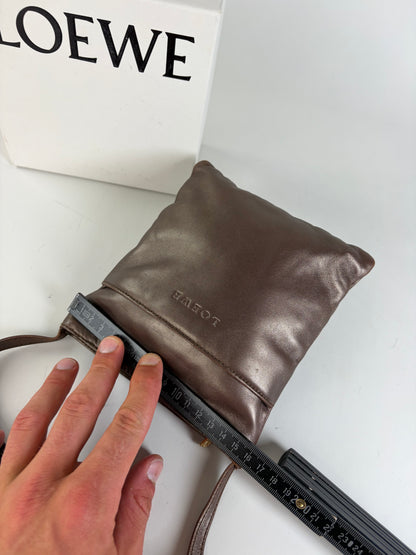 Vintage Loewe Soft Leather Crossbody Bag Dark Brown Gold