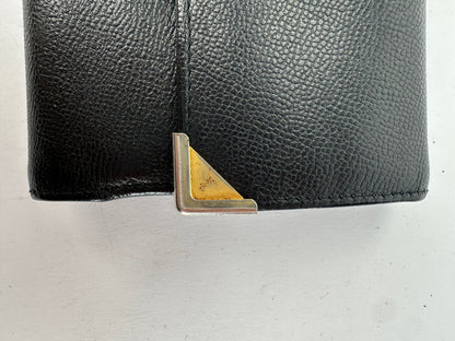 Vintage Yves Saint Laurent Textured Leather Bifold Wallet Late 1990s Black