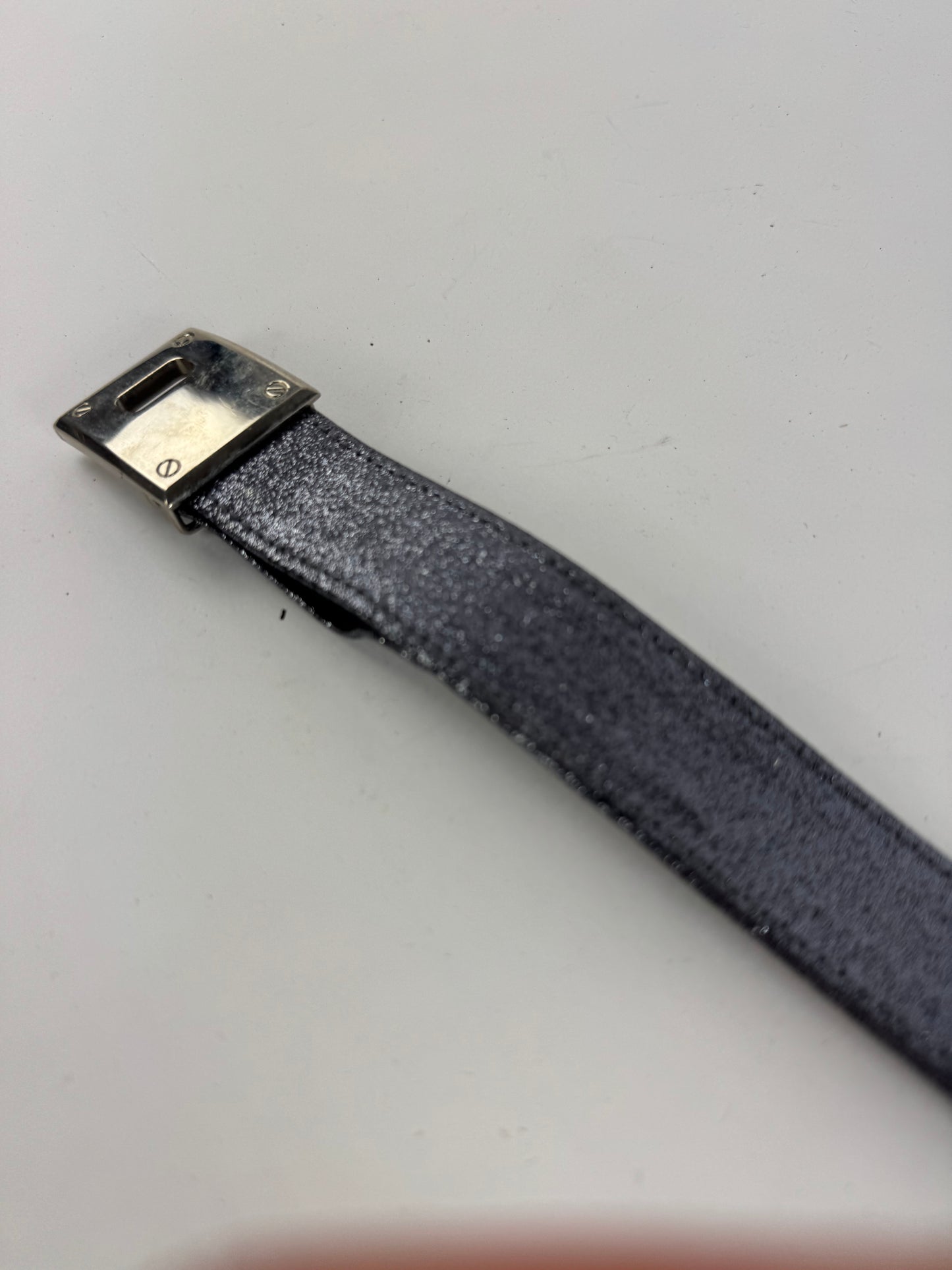 Vintage Gianni Versace Leather Belt silver sparkles