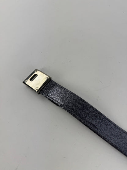 Vintage Gianni Versace Leather Belt silver sparkles