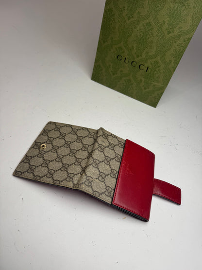 Vintage Gucci Ophidia Monogram leather wallet gray red