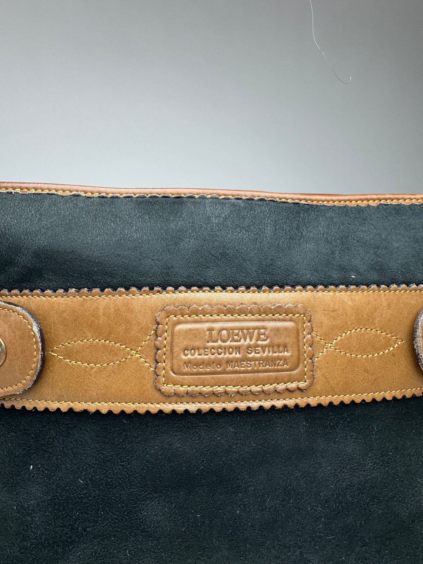 Vintage Loewe Madrid Suede Leather Clutch black brown