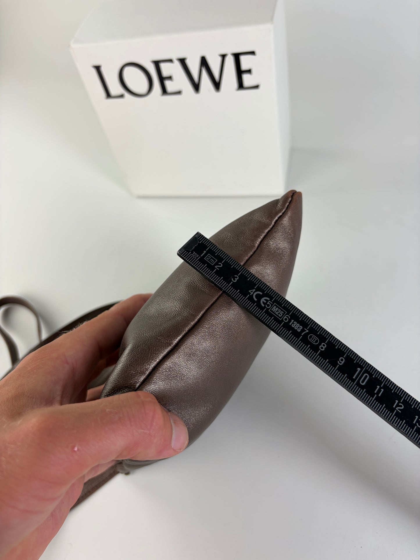Vintage Loewe Soft Leather Crossbody Bag Dark Brown Gold